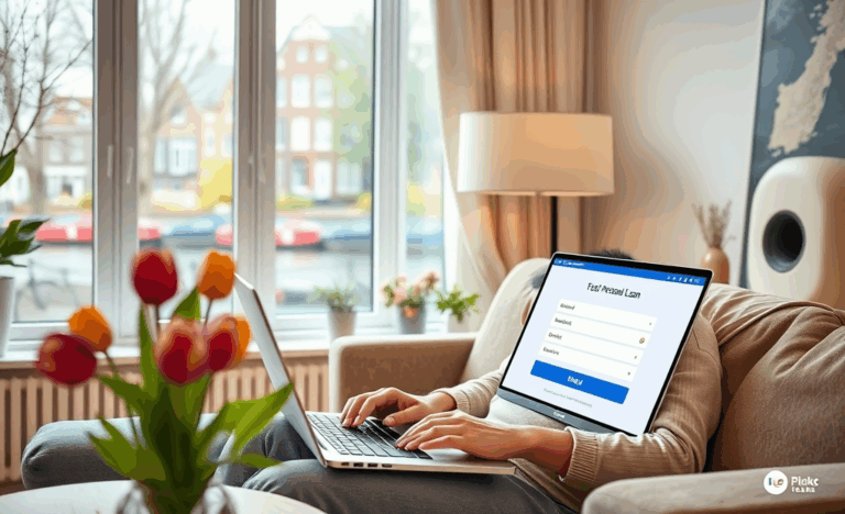 Afbeelding van iemand die een online kredietaanvraag invult tijdens een financiële crisis.