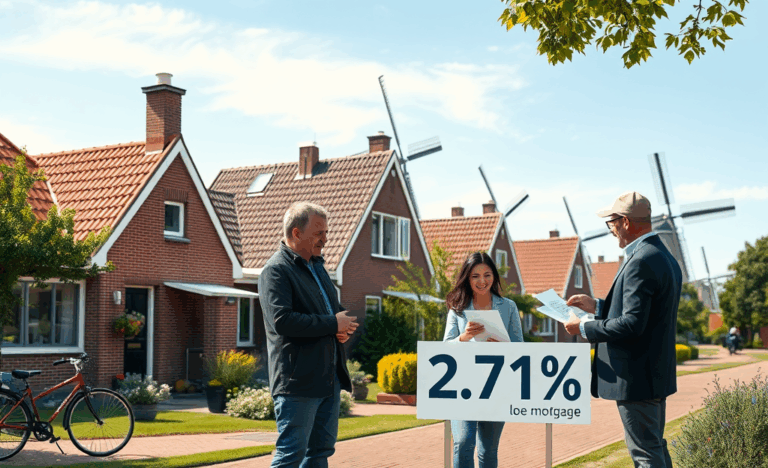 Afbeelding van een huis met een vergrootglas gefocust op hypotheekrentes