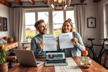 Een persoon die snel een hypotheeklening afsluit voor een nieuwe woning.