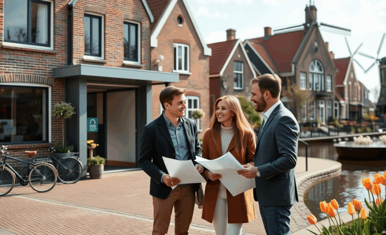 Afbeelding van een huismodel met een pen en een calculator die eenvoudige kredietopties voor vastgoed aankopen illustreren.