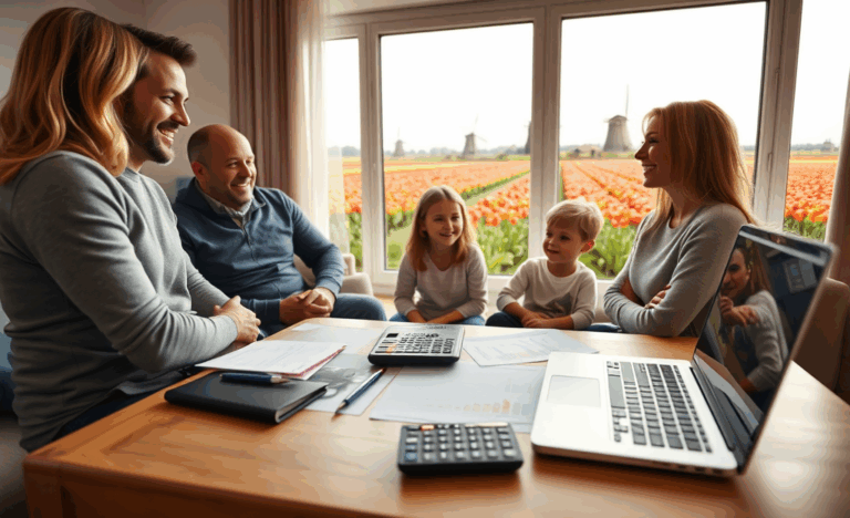 Afbeelding van een gezin dat een hypothecaire leningsdocument ondertekent voor snel herfinancieren.