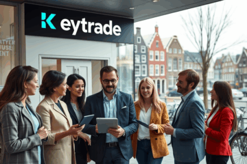 Een persoon die online een persoonlijke lening aanvraagt bij Keytrade Bank.