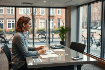 Een persoon die financiële documenten bekijkt voor een persoonlijke lening